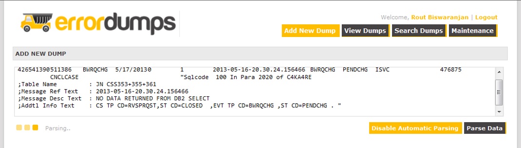 Analysing log output from Mainframe application